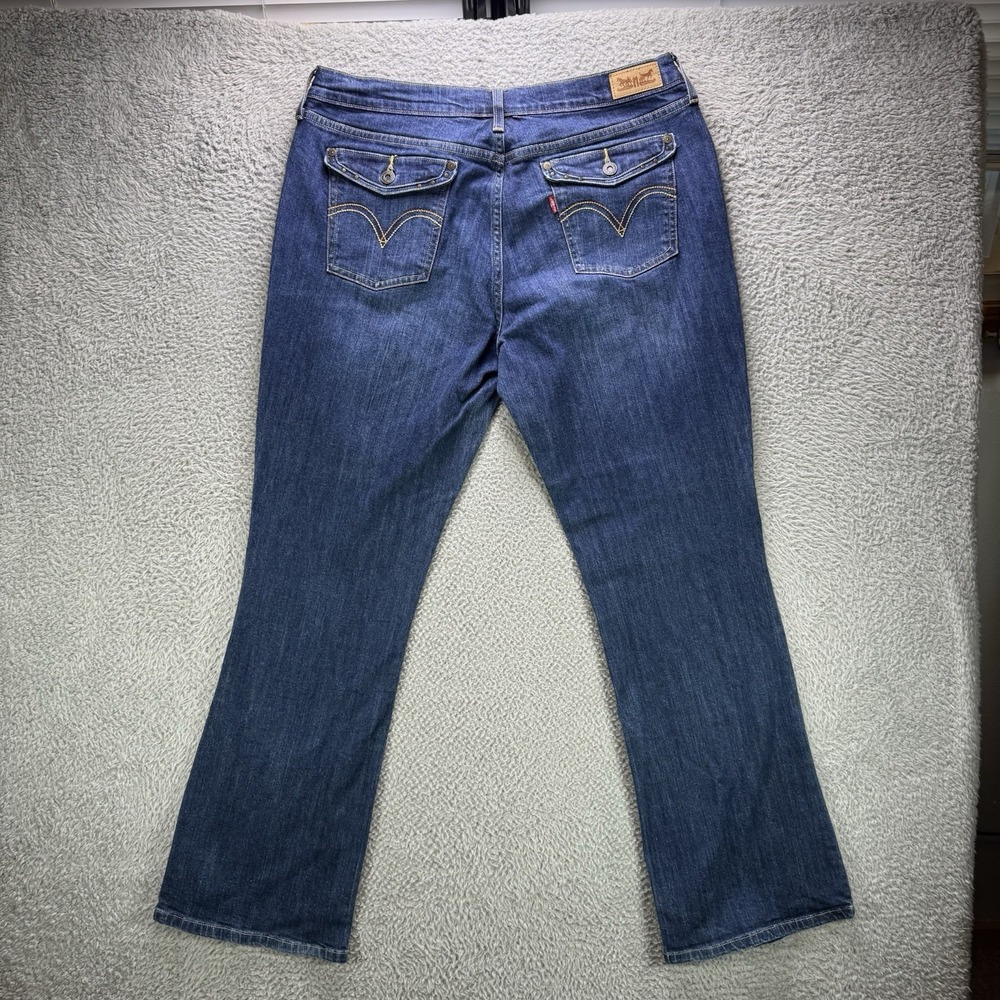 Levi's Jeans Womens 14M Blue 515 Bootcut Stretch Dark Wash Denim Pocket Flaps - Picture 2 of 14